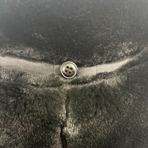 Fitz Wright Vintage Black Hooded Coat Faux Fur Trim L - Picture 11 of 14